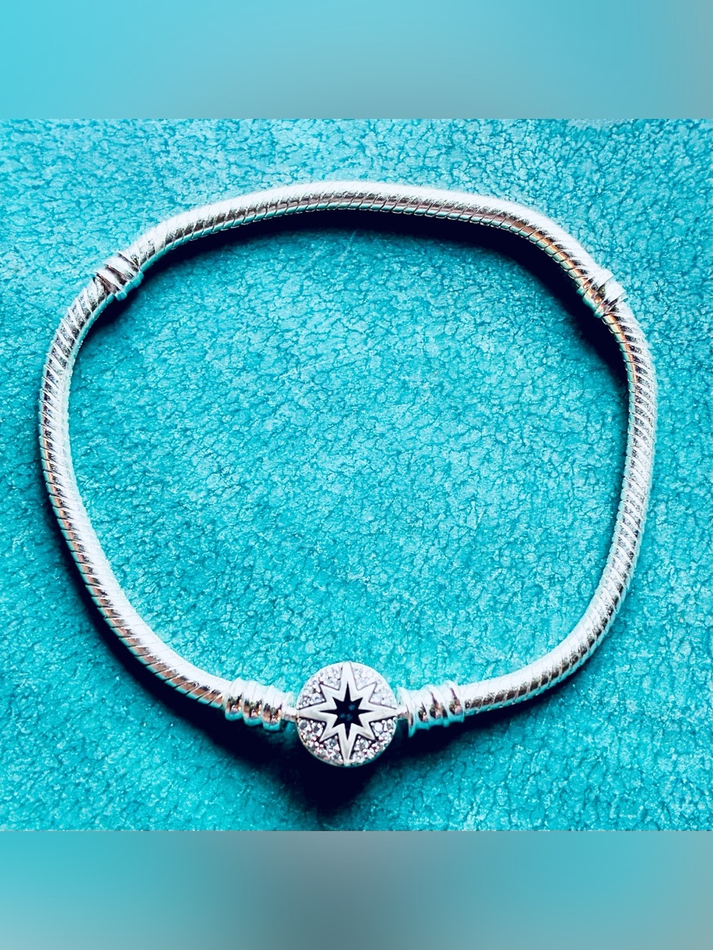 North Star Clasp Snake Chain Bracelet | 925 Sterling Silver | Size 7.5”